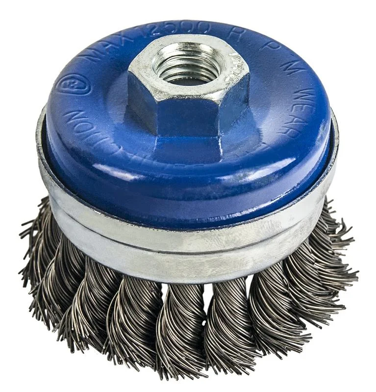 Щетка чашеобразная для УШМ 75мм, М14, блистер, витая усиленная, ПРАКТИКА