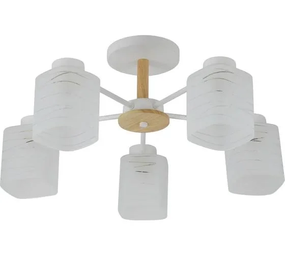 Люстра Cruzado 4560-5 WH+WOOD, 5xE27/40W (56*56*27)
