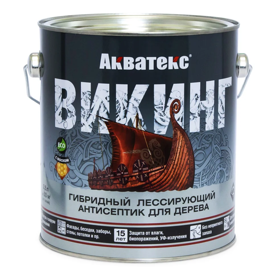 Антисептик лессирующий Акватекс ВИКИНГ для дерева сосна 2,5 л