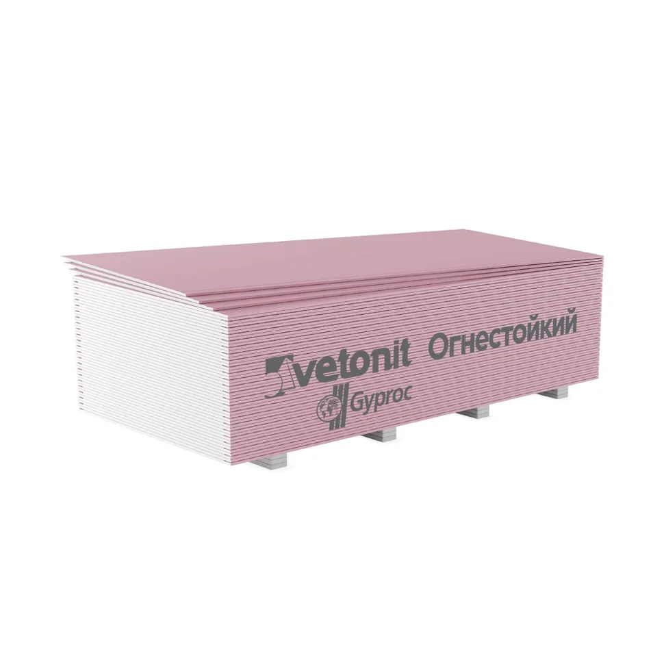Гипсокартон ГКЛО Vetonit ГСП-DF-УК огнестойкий 3000*1200*12,5 мм