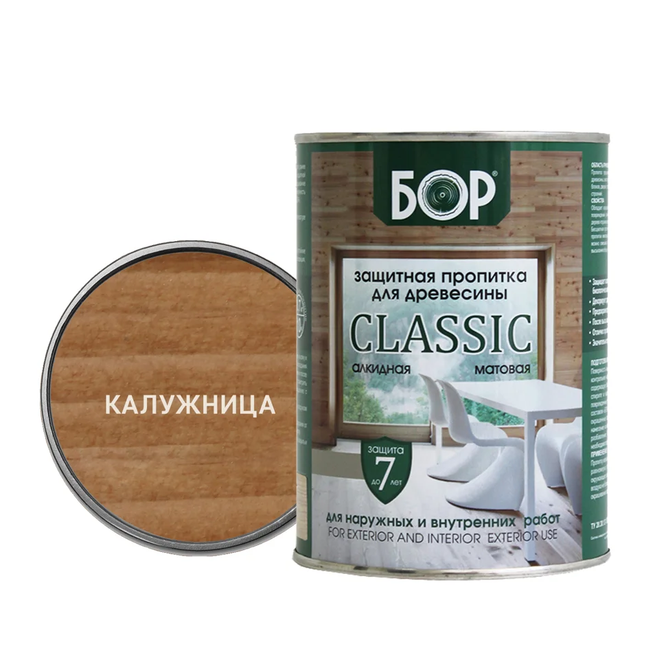 Пропитка защитная БОР CLASSIC тонирующая алкидная матовая калужница 0,7кг