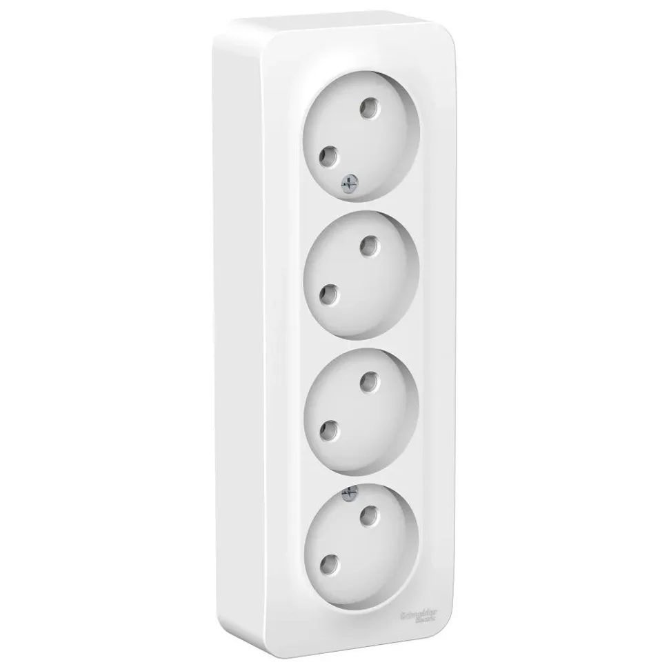 Розетка 4-м ОП Blanca 16А IP20 250В без заземления без защ. шторок с изолир. пластиной белый SE BLNRA000411