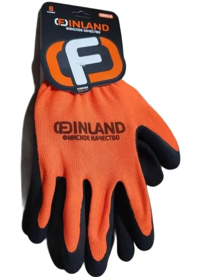 Перчатки полиэфир оранжевые, латекс FINLAND, 8 размер, арт. 2593-8