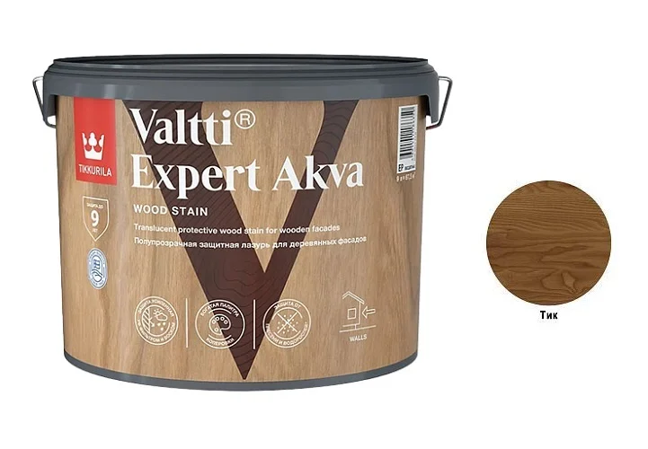 Антисептик лессирующий Tikkivala VALTTI EXPERT AKVA 9л тик