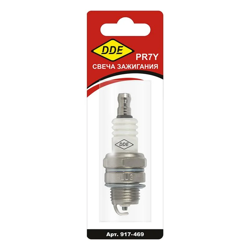 Свеча зажигания DDE - PR7Y (Champion RCJ7, Bosch WR11EO, NGK BR2LM) бензопилы, триммеры, мотобуры до 30 куб.см.