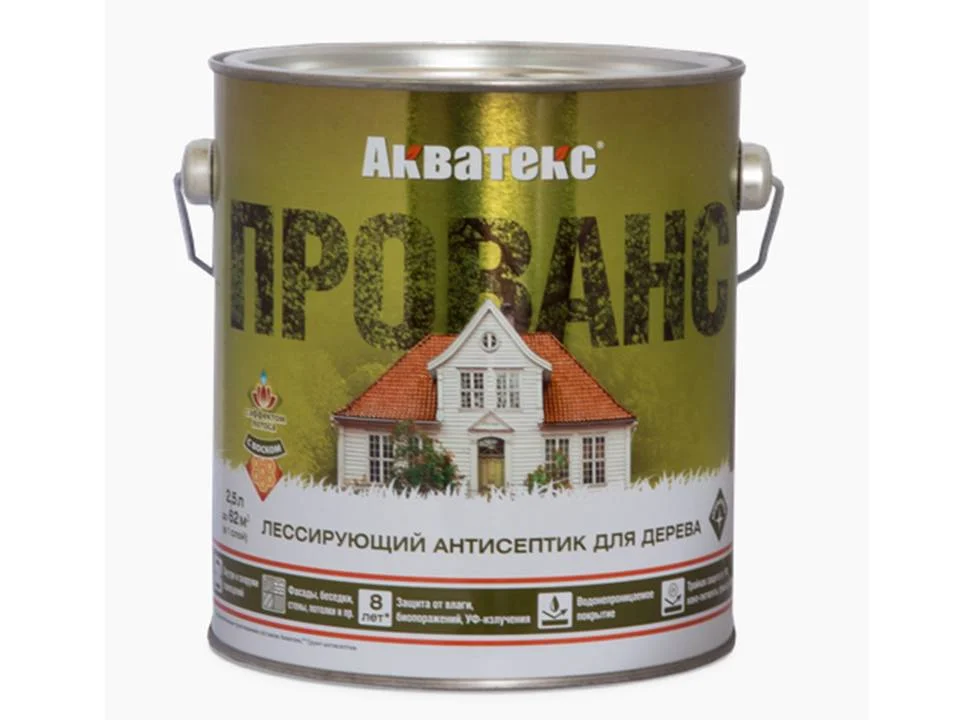 Антисептик лессирующий Акватекс ПРОВАНС для дерева алкидный сосна 9 л