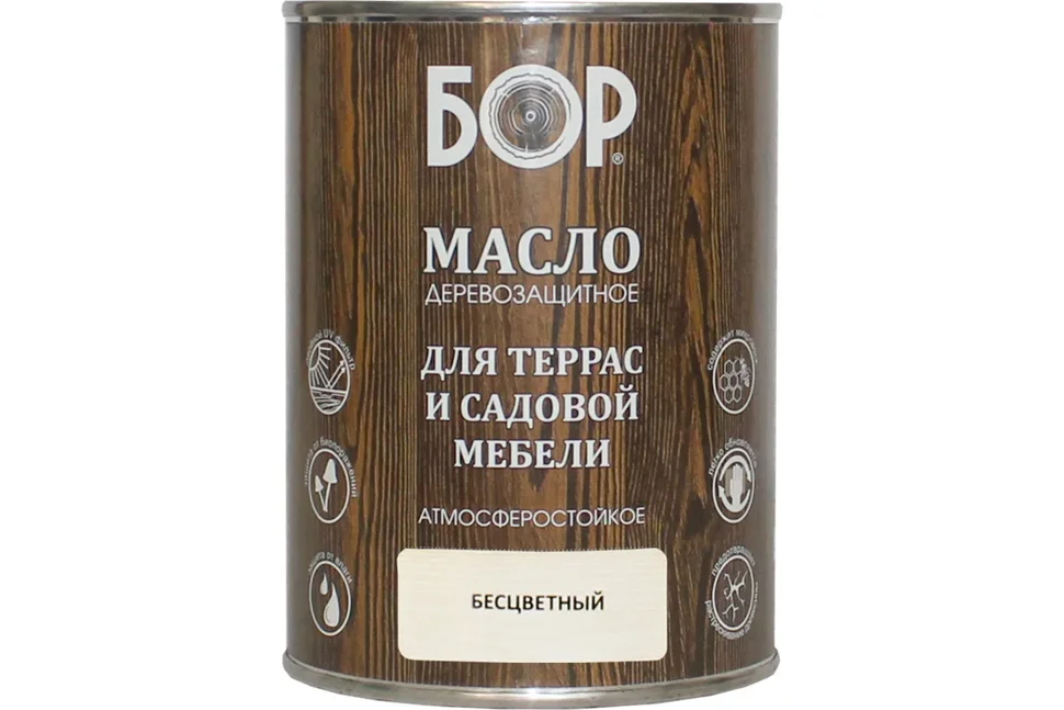 Масло для террас и садовой мебели Бор бесцветный 1л