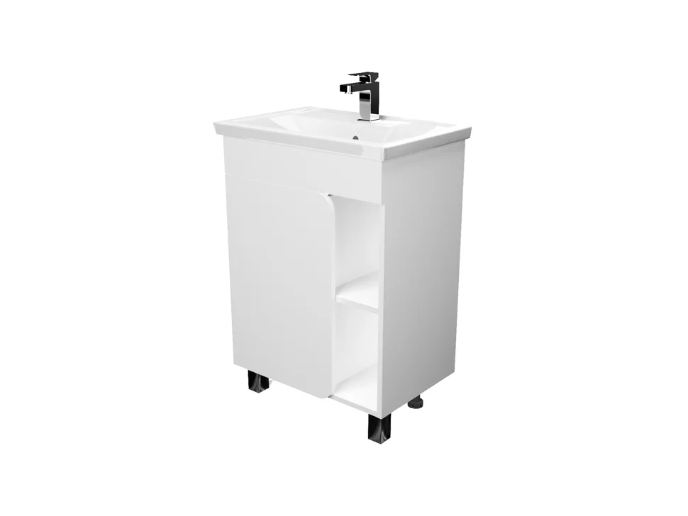 Комплект 1МАРКА: тумба Nuvo 60Н с раковиной Фостер 60/Atom 60 Polytitan