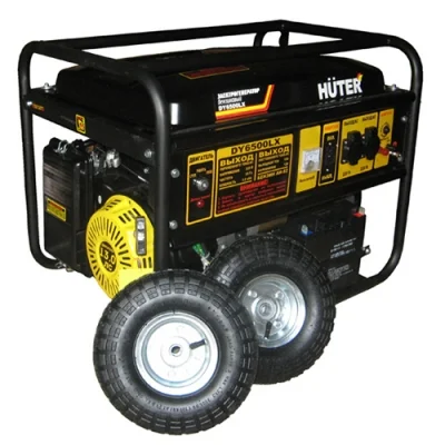 Генератор бензиновый HUTER DY6500LX, (1фазн., ном/макс мощность 5/5,5 кВт), с колёсами и аккумулятором
