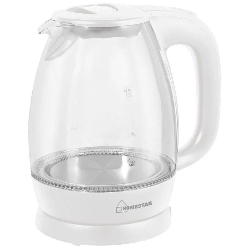 Чайник HOMESTAR HS-1012 1,7 л стекло, пластик, белый