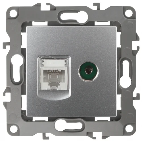 Розетка информационная+TV (RJ45+TV), Эра12, IP20, алюминий, арт.12-3110-03