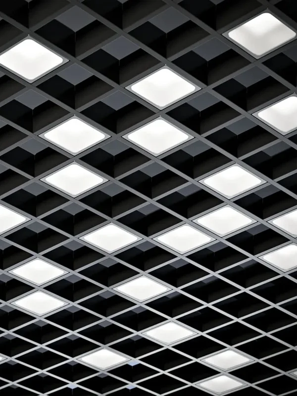 Светильник LED Pelin PIX 6 64x64 Опал 4000K, (компл. 6 шт по 850 Лм, ячейка 75х75) корпус 9005 черный