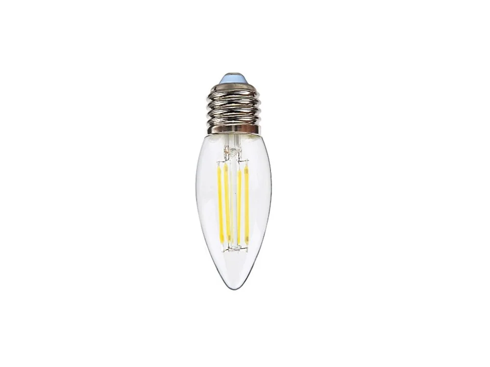 Лампа светодиодная 7W Е27 170-265V 4000K (белый) свеча (С35) прозрачная филамент Фарлайт