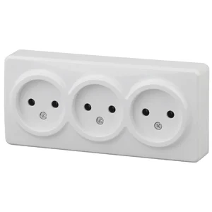 Розетка 3-местная ОП Эра Эксперт 3P+E Schuko, белая (16АХ-250В), арт.11-2207-01