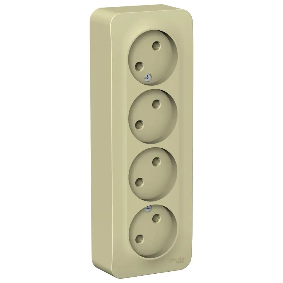 Розетка 4-м ОП Blanca 16А IP20 250В без заземления без защ. шторок с изолир. пластиной бежевый SE BLNRA000417