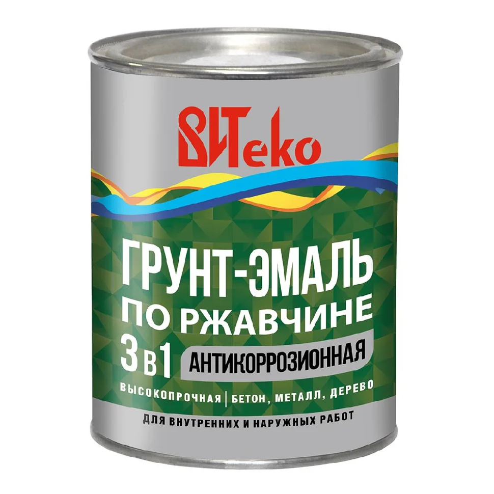 Грунт-эмаль по ржавчине 3 в 1 зеленая 0,8кг ВИТЕКО