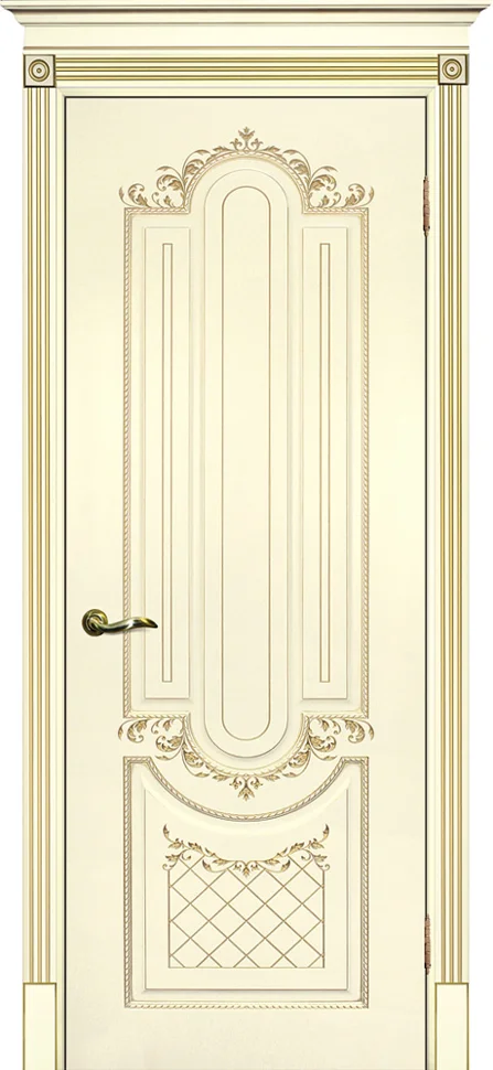 Дверь ТЕКОНА SMALTA-DECO 13 глухая патина золото эмаль слоновая кость 80