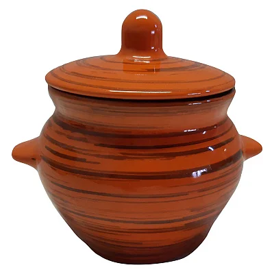 Горшочек керамический д/жаркого 0,5 л оранж. полоска*