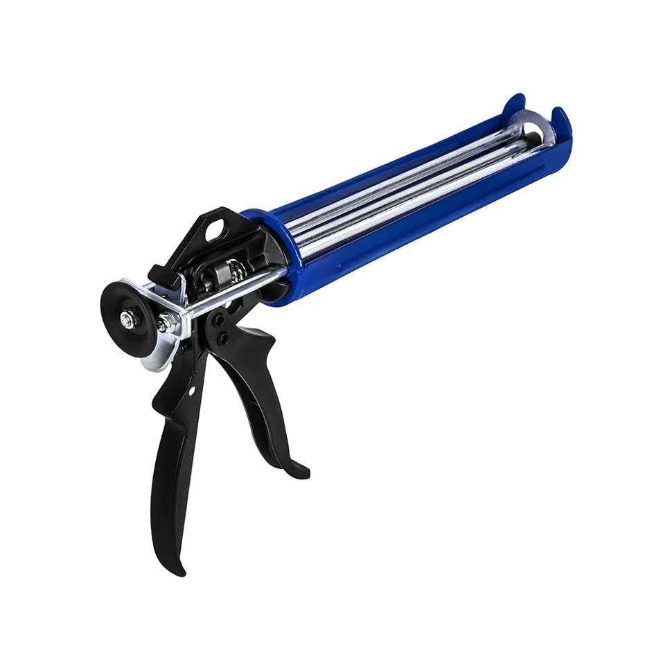 Пистолет для химических анкеров КОБАЛЬТ 300 мл., скелетный стальной корпус, 3-х штоковый поршень, усилие 16:1