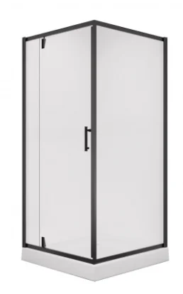 Ограждение душевое NIAGARA NG-6802-08 BLACK 1000х1000х1950 квадрат, дверь распашная, 1 место, профиль черный, стекло прозрачное, арт. NG-6802-08
