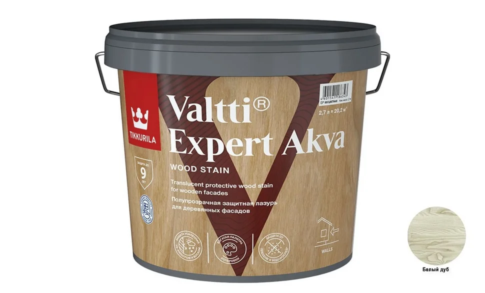 Антисептик лессирующий Tikkurila VALTTI EXPERT AKVA 2,7л белый дуб