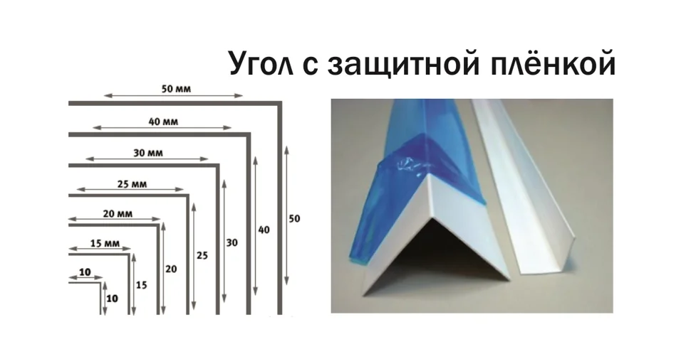 Угол ПВХ белый 60*60 3м (с защитной пленкой)