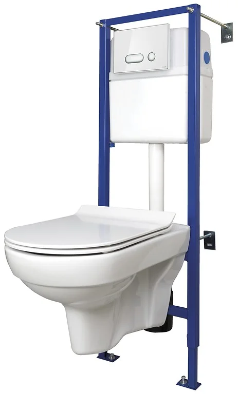 Унитаз подвесной CERSANIT CITY NEW CLEAN ON с инсталляцией LINK PRO, сиденье slim микролифт, кнопка INTERA (БЕЛОЕ СТЕКЛО)