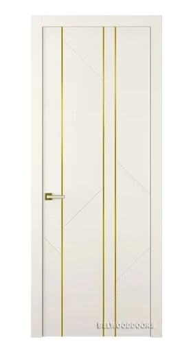Дверь BELWOODDOORS "Флекс 1" глухая 80 (21-9) smart core эмаль жемчуг с молдингом золото
