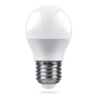 Лампа светодиодная 9W E27 230V 4000K (белый) Шарик матовый(G45) Feron, LB-550