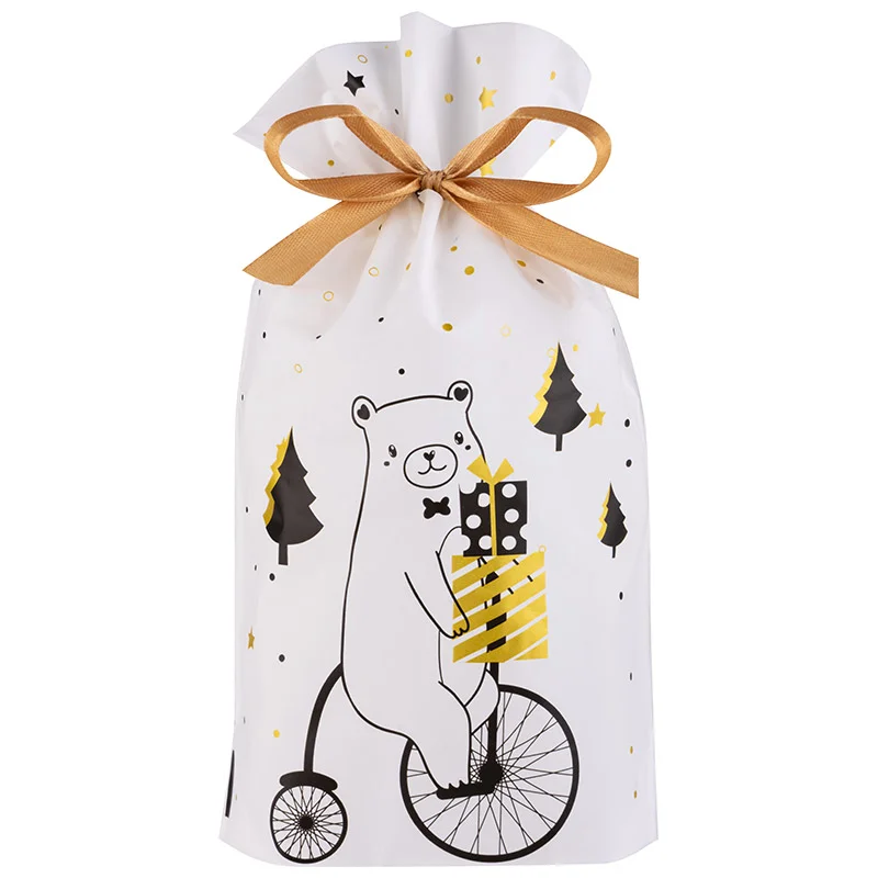 Пакет подарочный с затягивающей лентой "Ехали медведи", 10 шт, 22,5*34 см