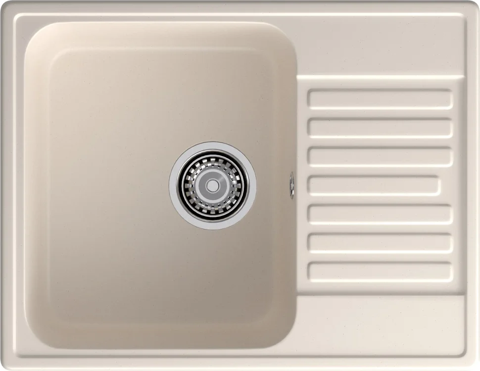 Мойка кварцевая ЭкоМ 6248 1-чаша+крыло 620*480мм цвет белый арт.6248 белый