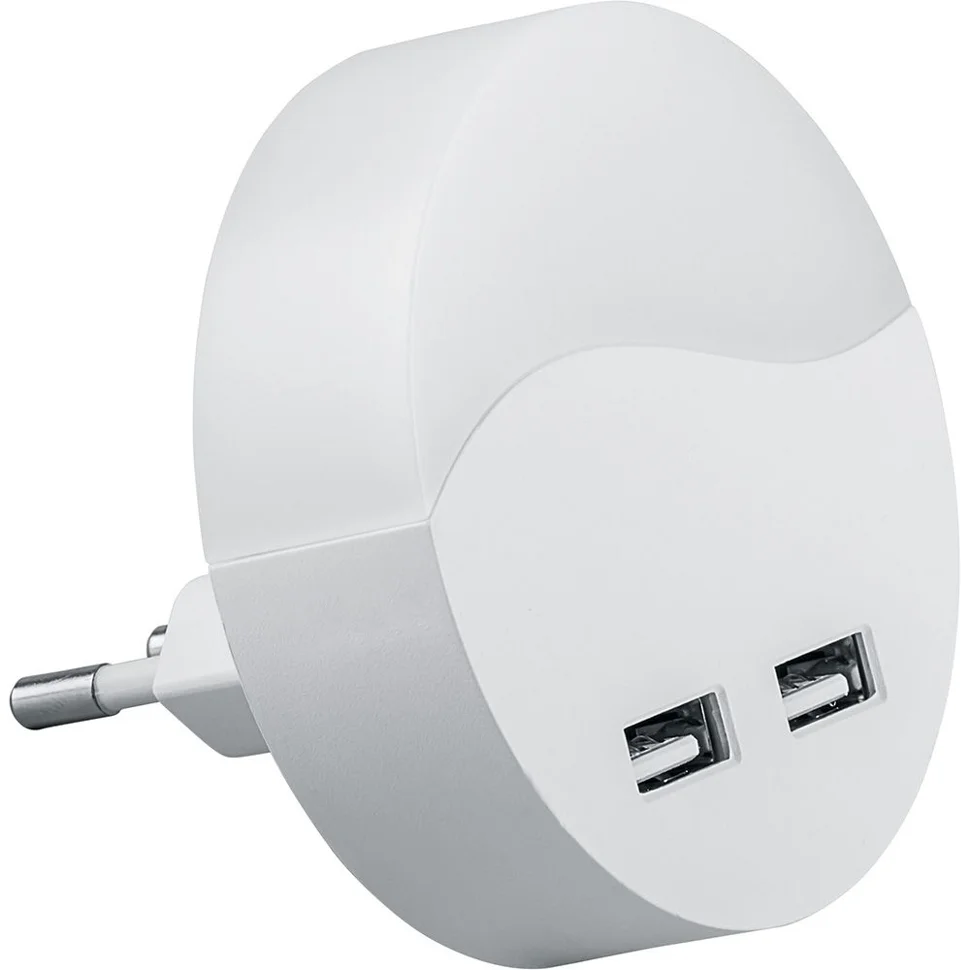 Светильник-ночник Feron c 2мя USB выходами, FN1122 0,45W 230V, белый