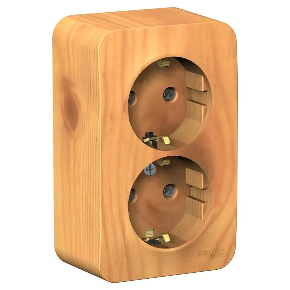 Розетка 2-м ОП Blanca 16А IP20 250В с заземлением без защ. шторок с изолир. пластиной ясень SE BLNRA010215