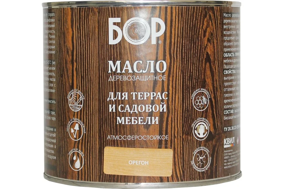 Масло для террас и садовой мебели Бор орегон 2л