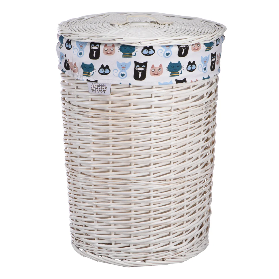 Корзина бельевая "Котики", Д400 Ш400 В560, белый