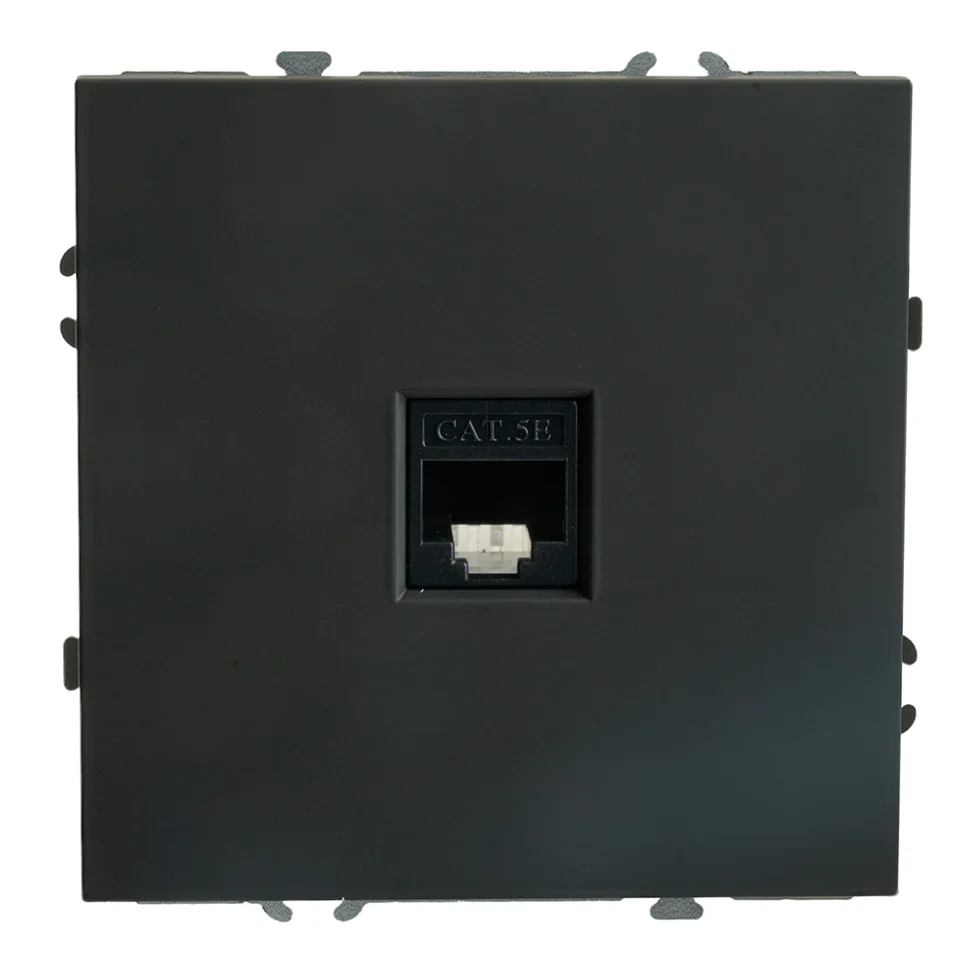 Розетка компьютерная 1-местная (механизм) СП Stekker Эмили RJ-45 (RST00-5117-05) черный уголь, soft touch