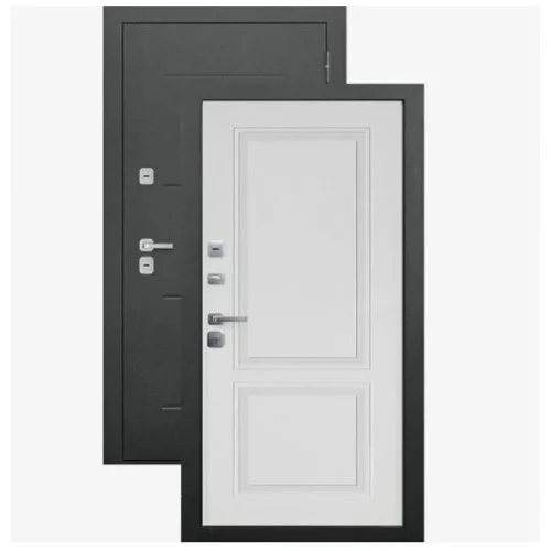 Дверь мет. FERRONI 11 см Протерма Антик Серебро, Белый Матовый, Классика, 860 правая