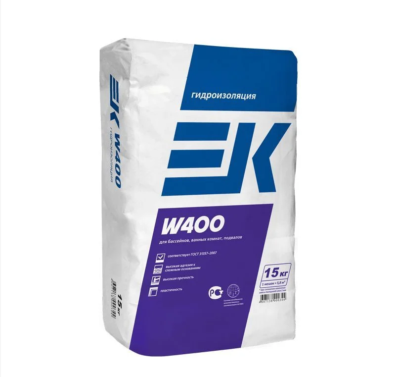 Гидроизоляция обмазочная ЕК W400 HYDROSTOP цементная 20 кг