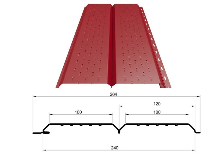 Софит МП Ecosteel Matt **, L брус перфорираванный, толщина 0.5 мм, размер 0,264*м2