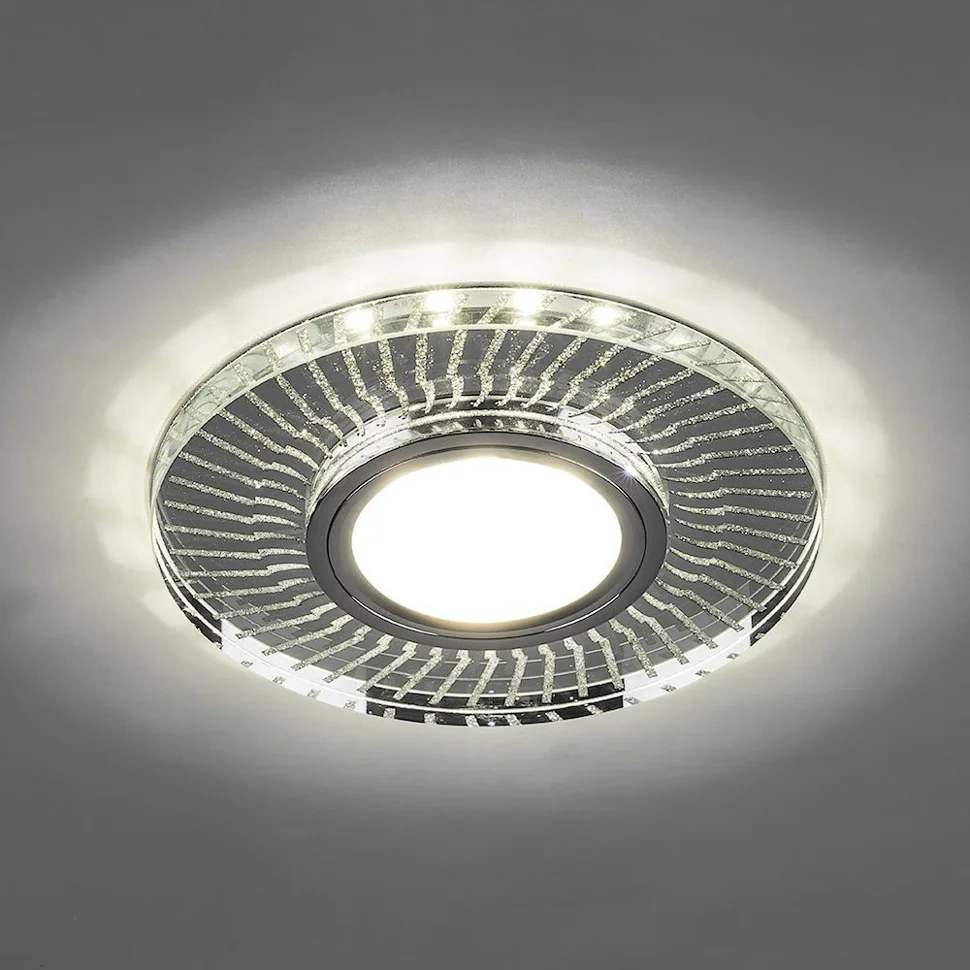 Светильник точечный Feron CD979 со светодиодной подсветкой 15LED*2835 SMD 4000K, MR16 50W G5.3, прозрачный, хром, с драйвером в комплекте