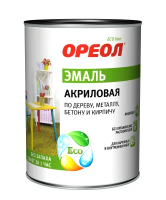 Эмаль ОРЕОЛ акриловая матовая белая 0,9 кг