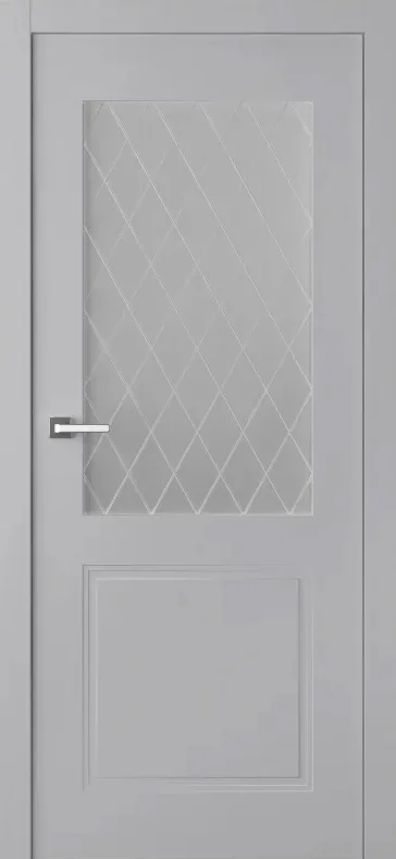 Дверь BELWOODDOORS "Кремона 2" стекло Мателюкс белый витраж 70 (21-8) эмаль светло - серый