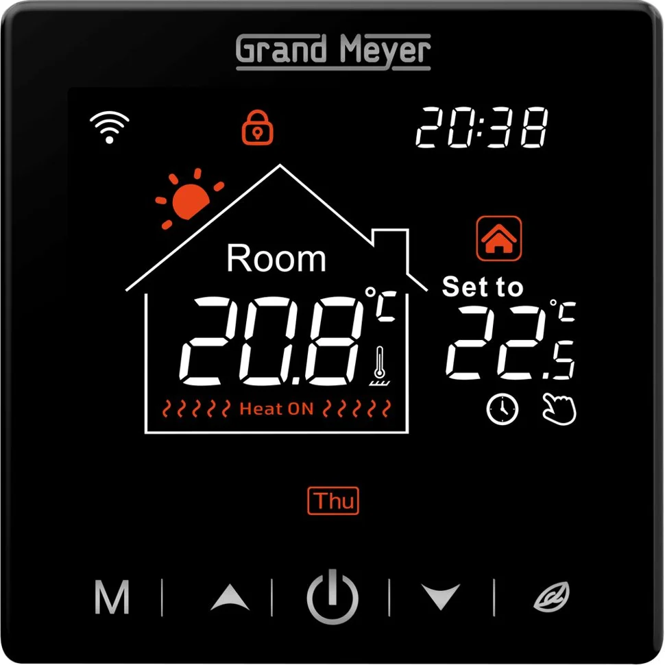 Терморегулятор программируемый Grand Meyer SN-20 с функцией Wi-Fi черный