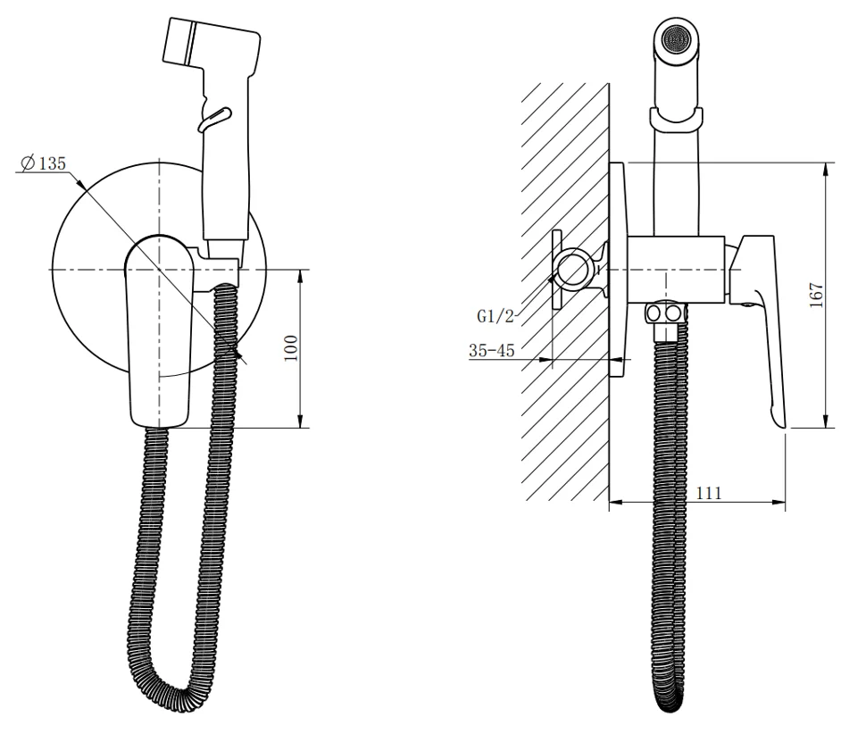 Смеситель ESKO "Lagos White" скрытого монтажа с гиг. душем, белый, арт. SMHLGW
