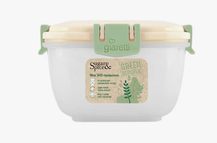 Контейнер для продуктов Green Republic герметичный 1л квадратный, лён