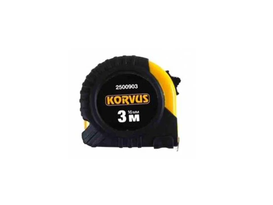 Рулетка 3м*16мм, Korvus, обрезиненный корпус