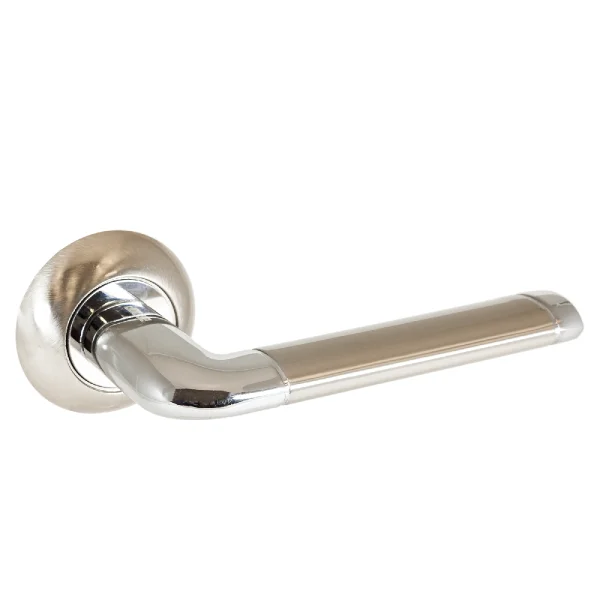 Ручка дверная с накладкой АЛЛЮР АРТ "ПОЛО" SN/CP (1582) матовый никель/хром
