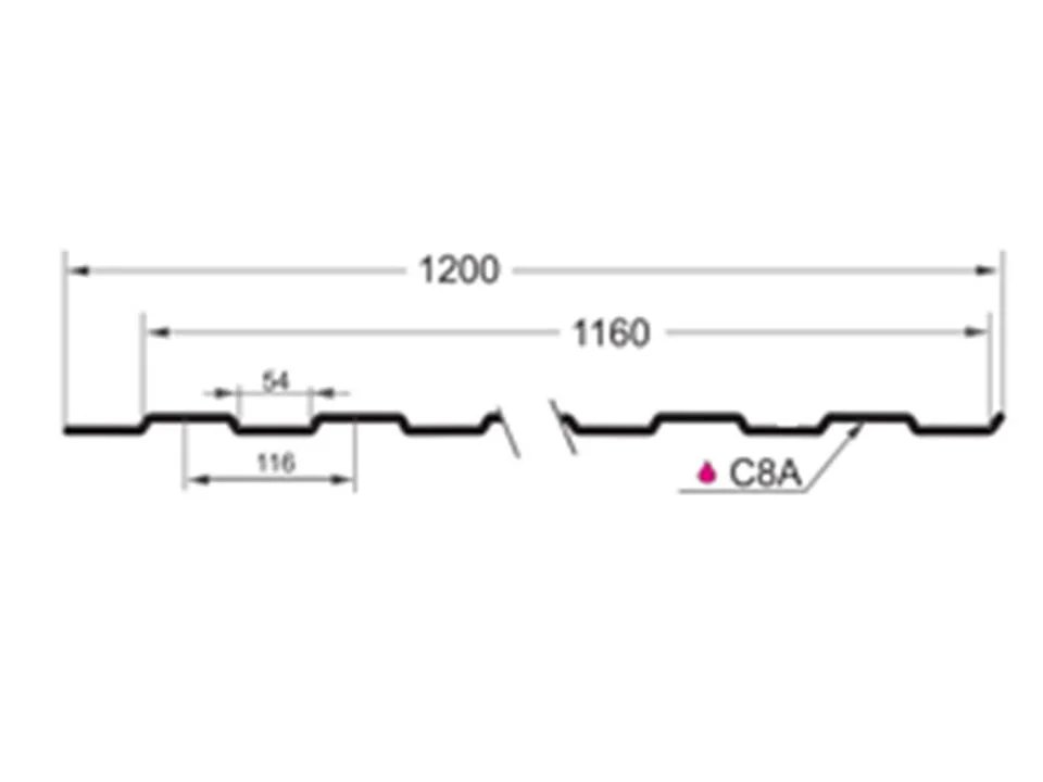 Профнастил С-8(Тип), 0.45 мм, Drap TX, RAL ** 1.2 * м2