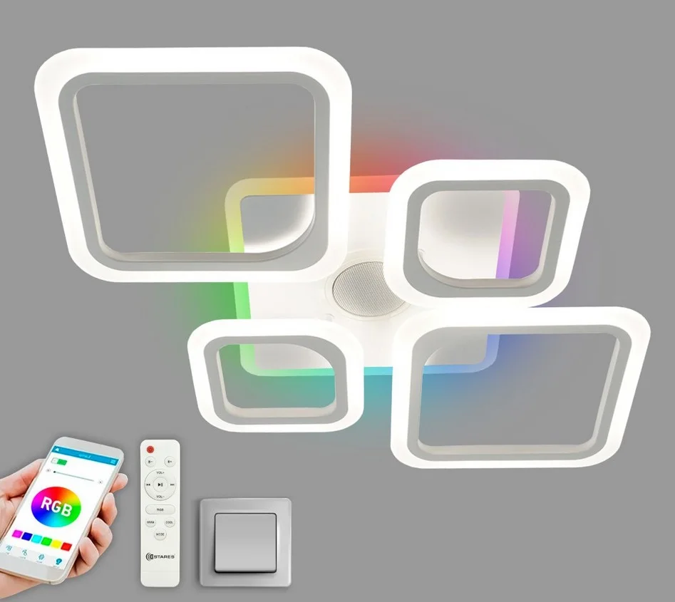 Светильник управляемый светодиодный OVAL RGBmusic 85W 5S-APP-725x460x80-WHITE/WHITE-220-IP20