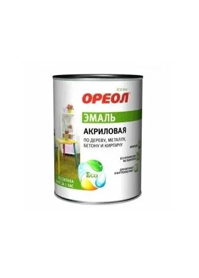Эмаль ОРЕОЛ акриловая глянцевая зелёная 0,9 кг